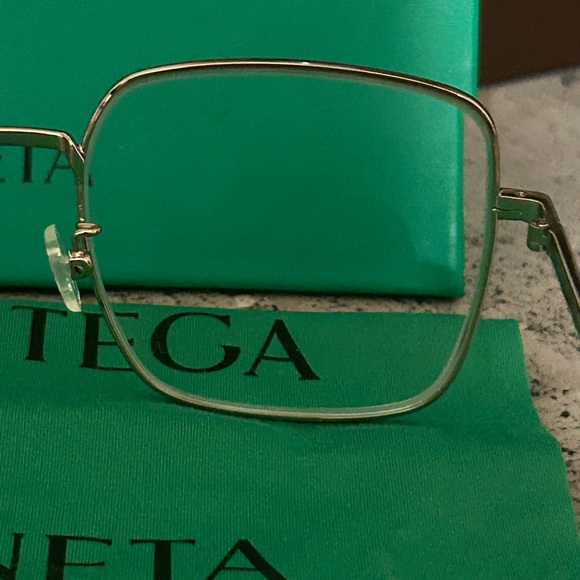 Bottega Veneta VB11100 Gold Square Metal Frame Eye Glasses ? Oversized